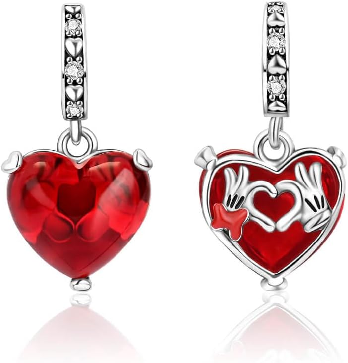 VALGACLS Mom Wife Daughter Love Heart Wedding Rings Charms 925 Sterling Silver Charms for Bracelets Necklace Valentine's Day Mother's Day Jewelry Charm for Women - Image 1